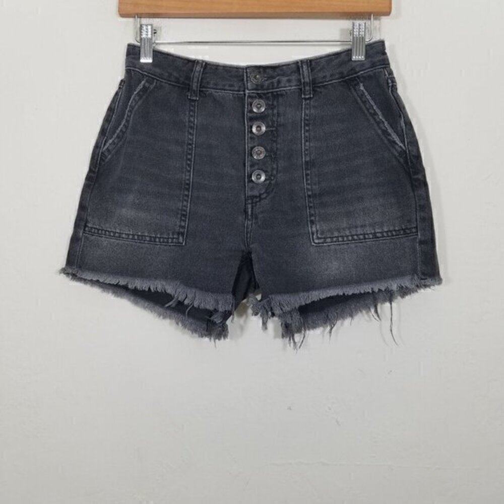 We The Free People Button Down Jean Shorts Black Size 26